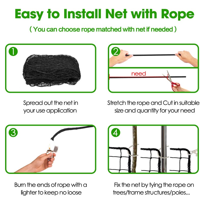 Wiseek 10'x10' Baseball Softball Backstop Nets  Heavy Duty Sports Netting Barrier Net #18 Nylon Baseball Netting Black Net - Image 5
